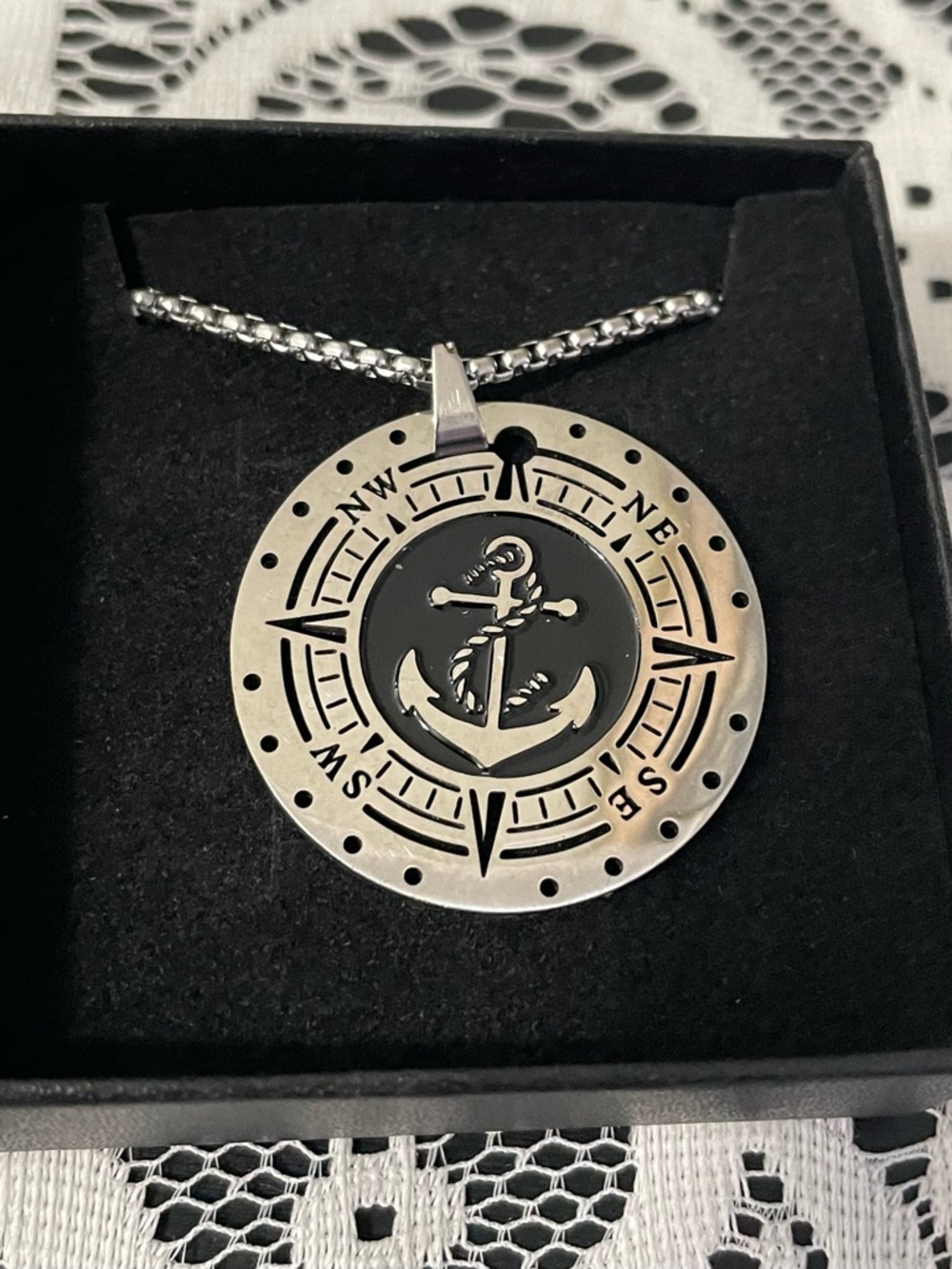 🆕 Stainless Steel Compass Anchor Pendant Necklace
